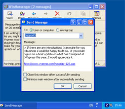 WinMessenger in Windows XP (Standard Theme)