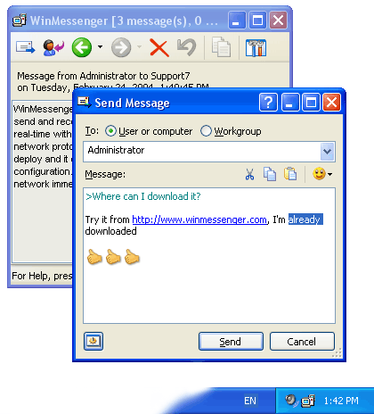 WinMessenger - WinPopup-compatible serverless instant messenger for all Windows versions